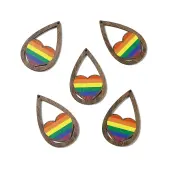 Rainbow/Pride Flag Theme Single Face Printed Aspen Wood Big Pendants
