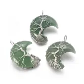 Natural Green Aventurine Tree of Life Wire Wrapped Pendants