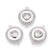 Brass Pave Clear Cubic Zirconia with Shell Connector Charms