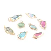 Electroplate Natural Quartz Pendants & Links Connectors