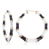 Enamel Bamboo Big Hoop Earrings