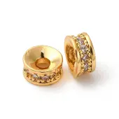 Brass Micro Pave Cubic Zirconia Beads