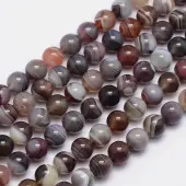 Round Natural Botswana Agate Bead Strands