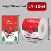 200Pcs Christmas Theme Paper Self-Adhesive Stickers