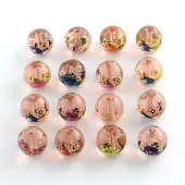 Flower Picture Transparent Glass Round Beads