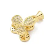 Brass Micro Pave Clear Cubic Zirconia Fold Over Clasps