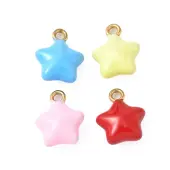 304 Stainless Steel Enamel Star Charms