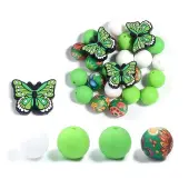 25Pcs Butterfly & Round Silicone Focal Beads
