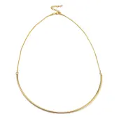 PVD Vacuum Plating 202 Stainless Steel Curved Bar Pendant Necklace with Round Snake Chains for Women