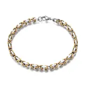 Ion Plating(IP) Two Tone 201 Stainless Steel Byzantine Chain Bracelets