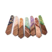 Opaque Resin and Walnut Wood Pendants