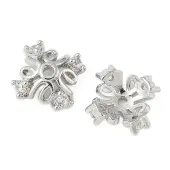 Brass Micro Pave Clear Cubic Zirconia Bead Caps