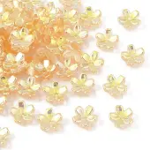 50Pcs Transparent Electroplate Glass Bead Caps
