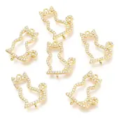 Brass Micro Pave Clear Cubic Zirconia Open Back Bezel Links Connectors