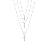 Rhodium Plated 925 Sterling Silver Tri-Tiered Necklaces