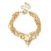 Star Brass Micro Pave Clear Cubic Zirconia Cable Chain Bracelets