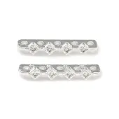 Brass Micro Pave Clear Cubic Zirconia Spacer Bars