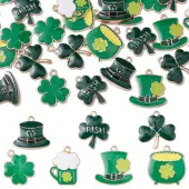 35Pcs 7 Styles Saint Patrick's Day Alloy Enamel Pendants