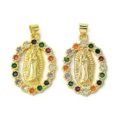 Brass Micro Pave Colorful Cubic Zirconia Pendants