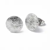 Non-Tarnish 304 Stainless Steel Textured Flat Round Stud Earrings for Women