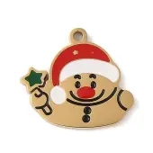 Christmas Theme Ion Plating(IP) 304 Stainless Steel Enamel Pendants