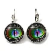 Dragon Eye Glass Leverback Earrings with Brass Earring Pins
