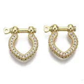 Brass Micro Pave Clear Cubic Zirconia D-Ring Anchor Shackle Clasps