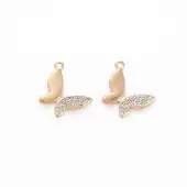 Brass Micro Pave Clear Cubic Zirconia Charms