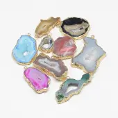 Natural Druzy Agate Slices Pendants