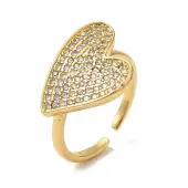 Brass Micro Pave Cubic Zirconia Open Cuff Rings for Women
