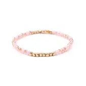 Gold-tone Miyuki Elastic Crystal Beaded Bracelet with Acrylic Tube Beads