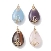 Natural Mixed Stone Copper Wire Wrapped Pendants