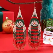 Christmas Snowman Tassel Dangle Earrings