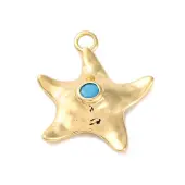 Summer Beach Brass Pave Dyed Synthetic Turquoise Pendants