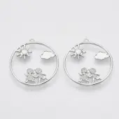 Brass Micro Pave Clear Cubic Zirconia Pendants