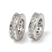 Brass Micro Pave Clear Cubic Zirconia European Beads