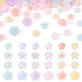 200Pcs 4 Styles Frosted Transparent Acrylic Beads