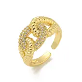 Oval Kont Brass Micro Pave Clear Cubic Zirconia Open Cuff Rings