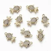 Brass Micro Pave Clear Cubic Zirconia Charms