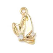 Brass Micro Pave Clear Cubic Zirconia Charms