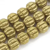 Electroplate Non-magnetic Synthetic Hematite Corrugated Beads Strands