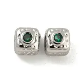 Brass Micro Pave Cubic Zirconia Beads