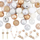 PH PandaHall 50pcs Gold Bubblegum Beads 20mm Chunky Beads Silver Acrylic Beads Large Rhinestone Pearl Beads Loose Beads for Wedding...