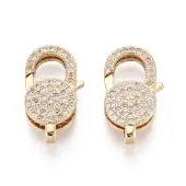 Brass Pave Clear Cubic Zirconia Lobster Claw Clasps