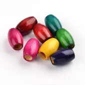Dyed Barrel Natural Schima Wood Beads