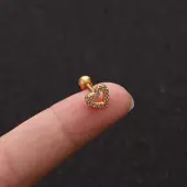 316L Surgical Stainless Steel Micro Pave Clear Cubic Zirconia Heart Cartilage Earrings