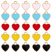 100Pcs 5 Colors Alloy Enamel Charms