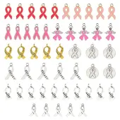 Awareness Ribbon Theme 50Pcs 9 Style Alloy Enamel Pendants & Awareness Ribbon Theme