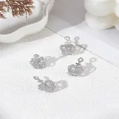 4Pcs Brass Micro Pave Cubic Zirconia Pendants