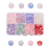 96Pcs 8 Colors Transparent Spray Painted Frosted Glass Beads